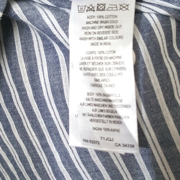 French Connection Cotton Blue White Stripe Shirtdress Jacket Small Nautical - Picture 11 of 12